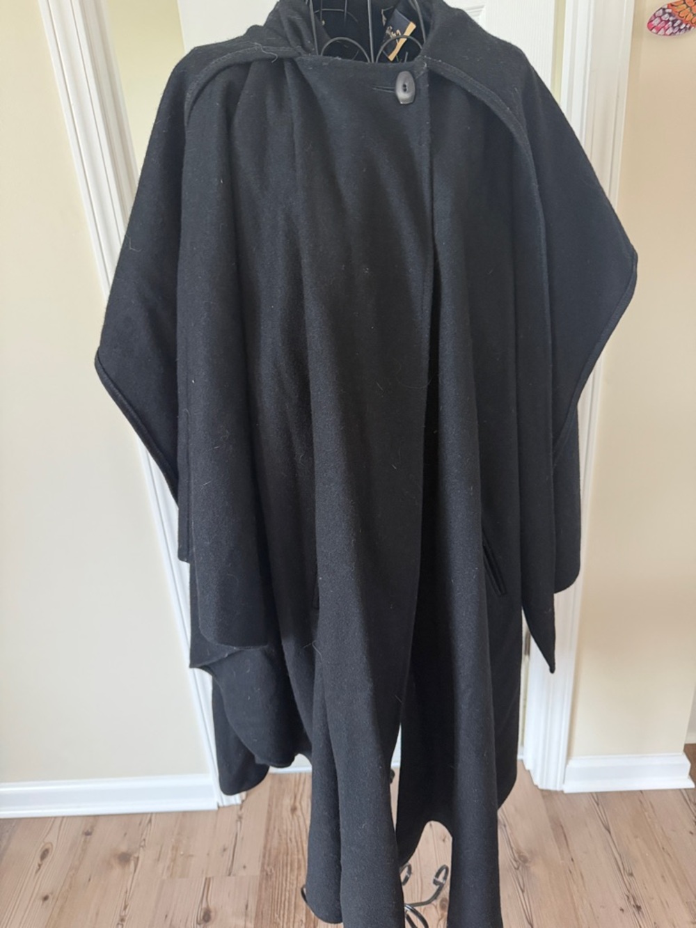 Black Women's Wool Cape Coat
